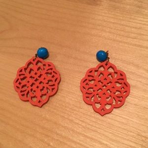 bead earrings with orange dangle